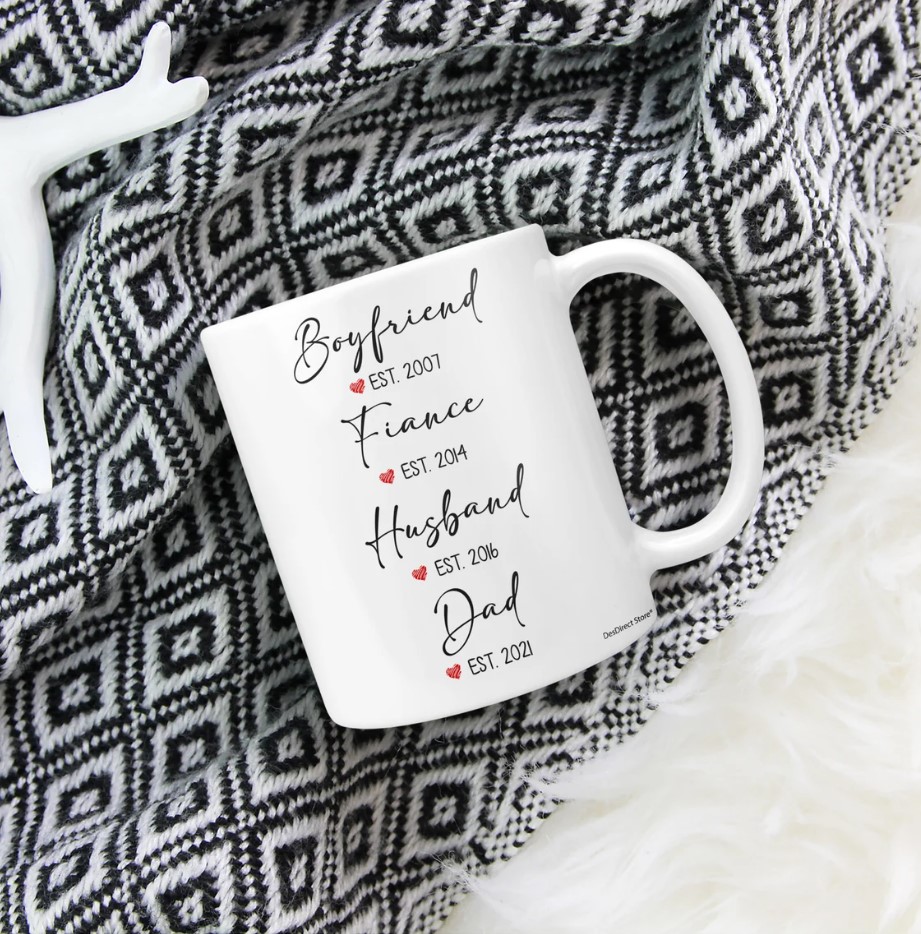 Personalized Boyfriend Fiance Husband Dad Pregnancy Announcement Reveal Mug Fathers Day Custom Mug